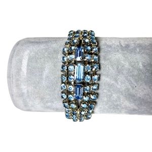 Vintage Blue Rhinestone Silver Tone Bracelet